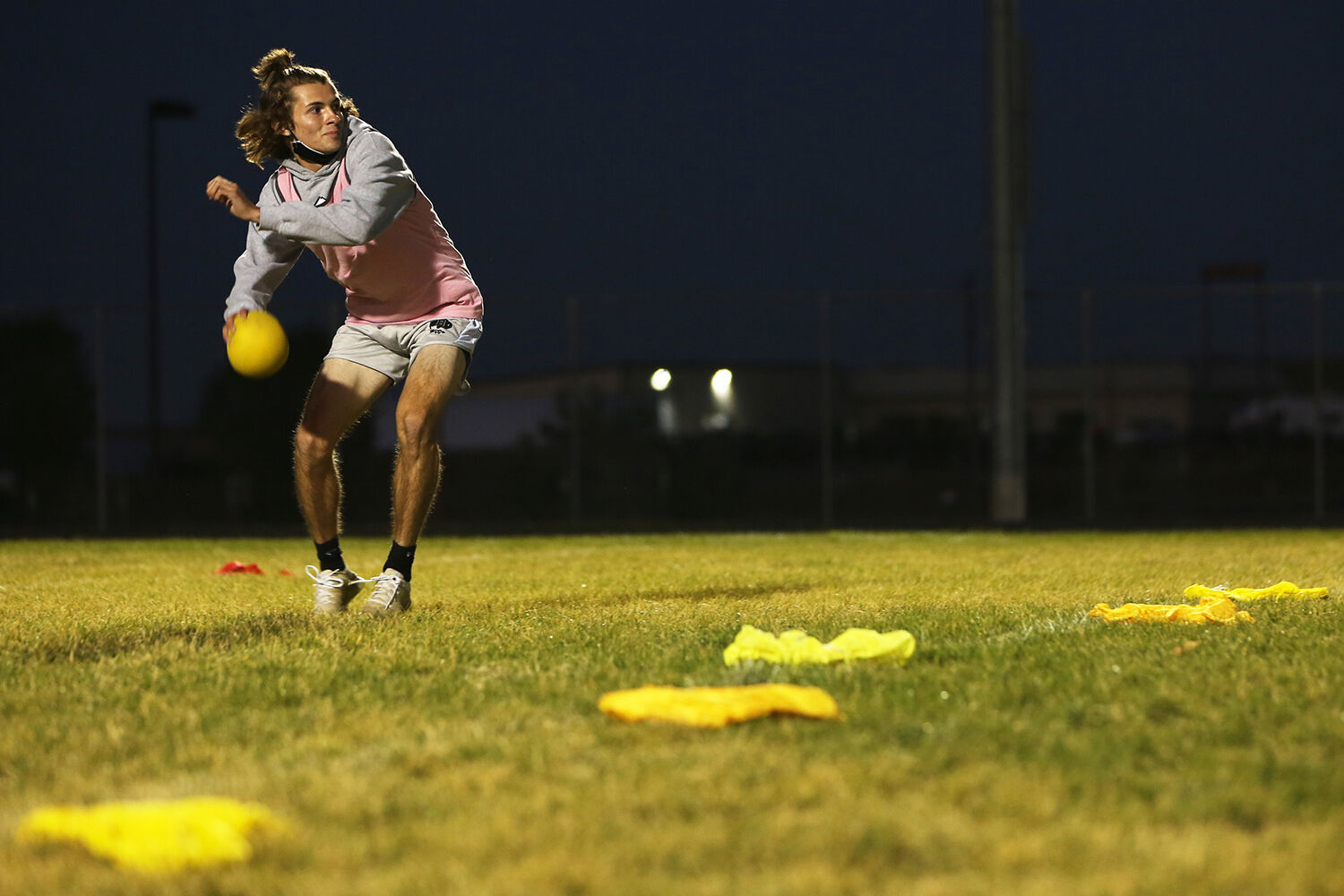Kollen Milmine looks for someone to throw his dodgeball